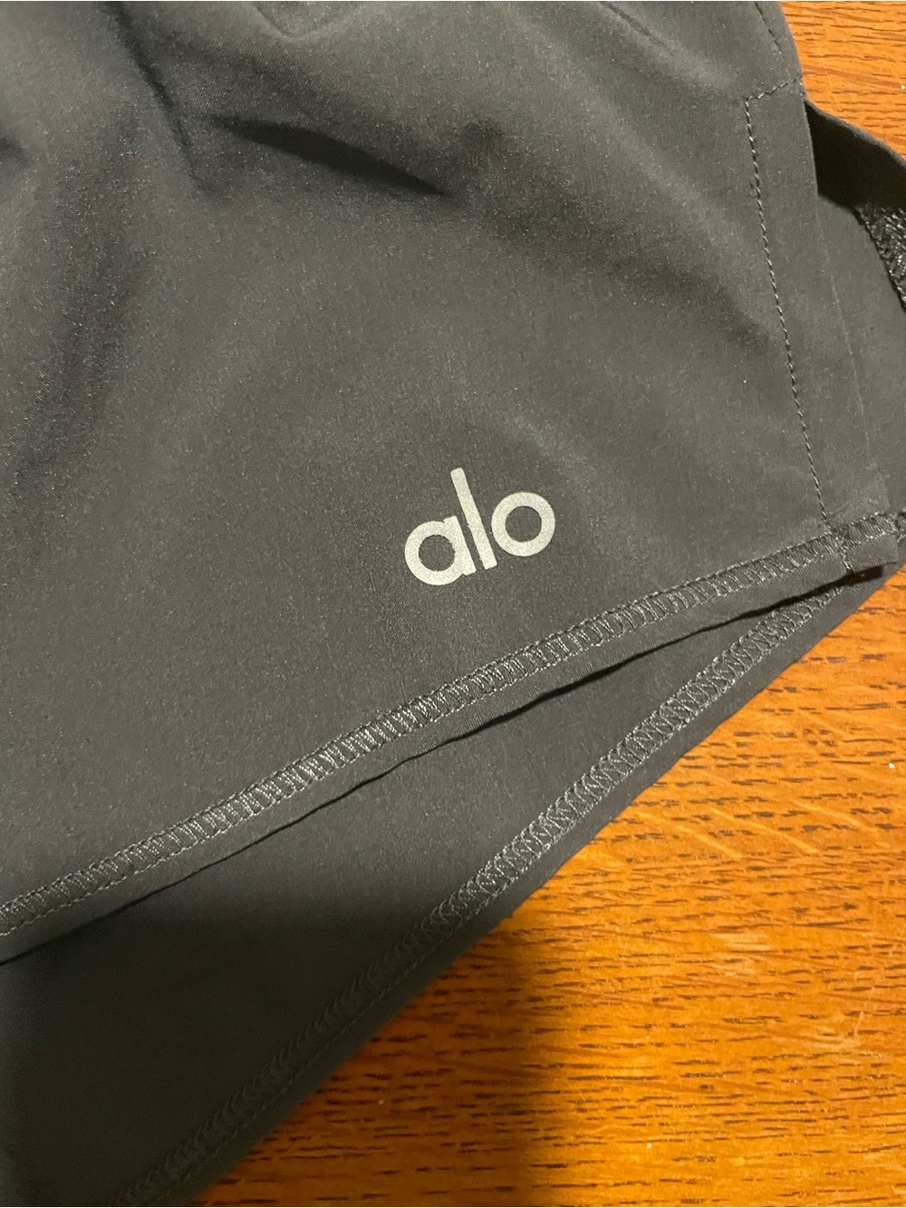 ALO Yoga Graphite Grey Lightweight Athletic Shorts with Drawcord - Picture 3 of 3